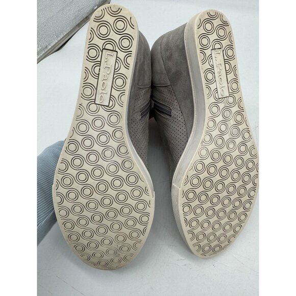 Linea Paolo Womens Felicia Perforated Wedge Sneakers Size 8M Gray Side Zipper - Picture 14 of 14